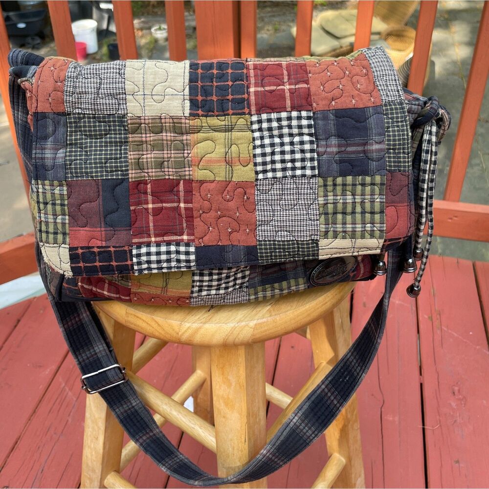 Vintage Patchwork Quilted Crossbody Bag Cottagecore Fall Rustic Boho Shoulder
